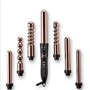 Foxybae 7in1 curling iron set in rose gold.